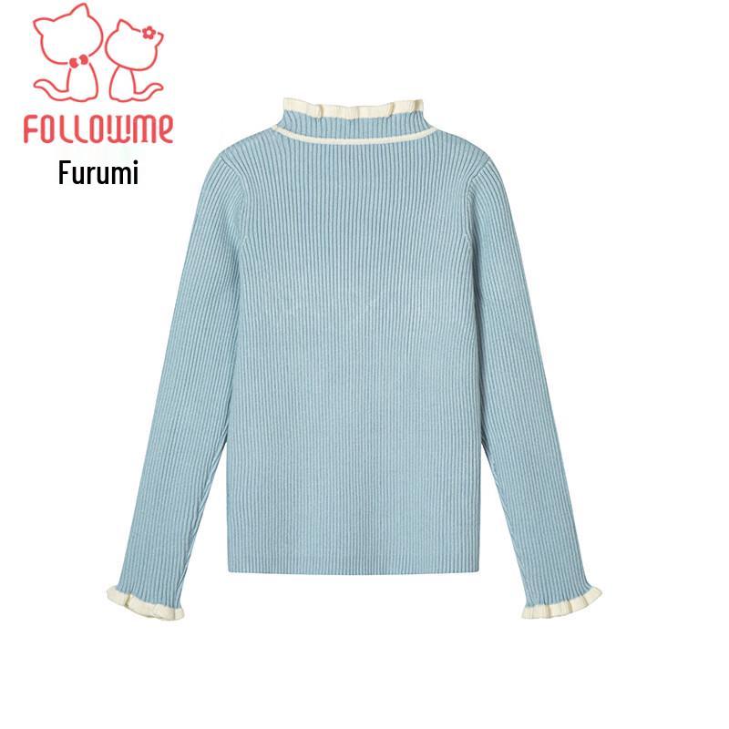 Girls' Semi-High Collar Knit Sweater