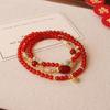Natural Agate Bracelet Three-Circle Beaded Jewelry Fashion Women Daily Jewelry Lucky Gift
