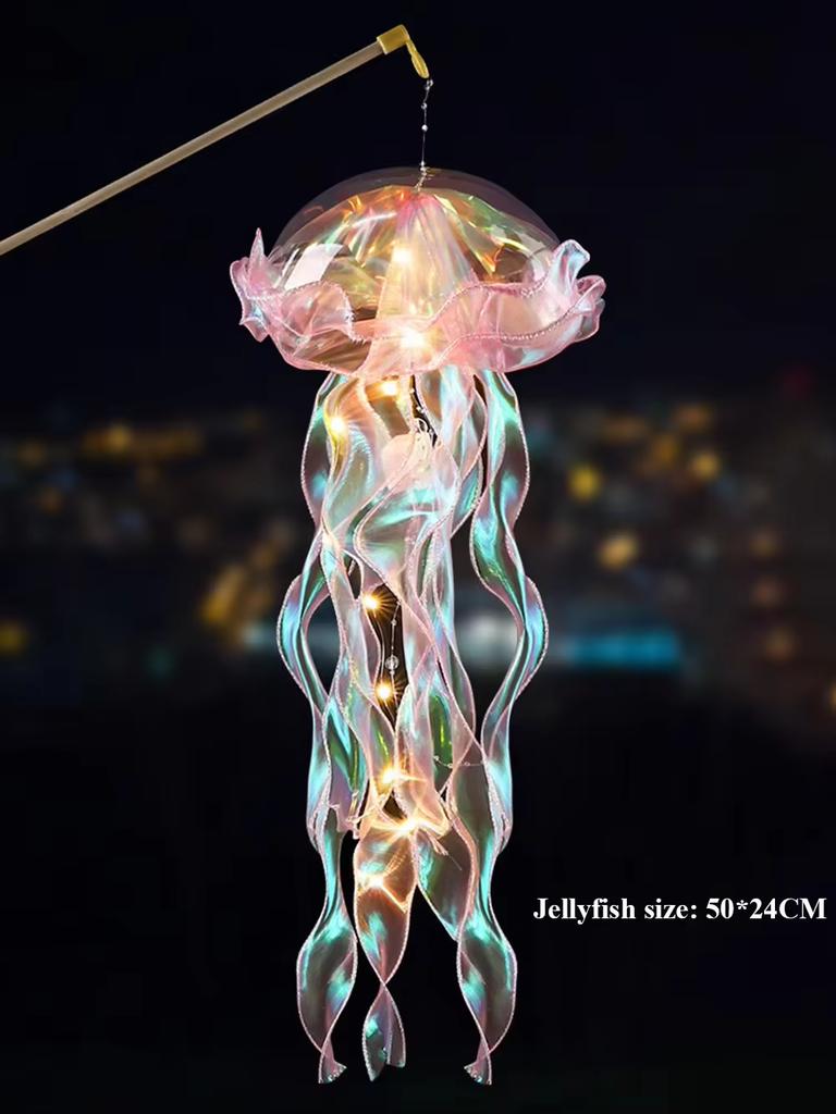 DIY Handmade Jellyfish Lantern Upgraded Thick Material Decorative Hanging LED Light Glowing Jellyfish Lamp Flower Versatile Use