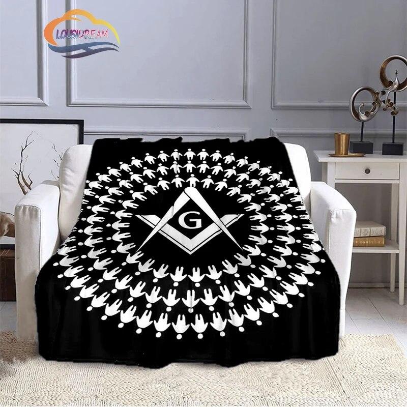 Fashion Patterns Masonic Portable Sofa Blanket Freemason Flannel Warm Four Seasons Camping Blanke Freemasonry Multi Size Blanket