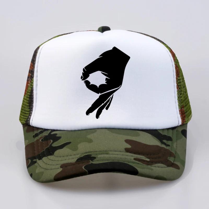 Okay Hand Sign Baseball Cap Fashion Unisex Women Harajuku Print Caps Casual Adjustable Snapback Hats Summer Mesh Trucker Hat