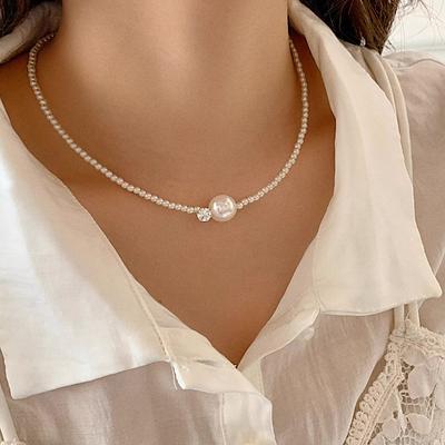 Pearl Zircon Beaded Necklace, Simple Temperament, High-end Sense Collarbone Chain, Versatile Fashion Niche Light Luxury Jewelry