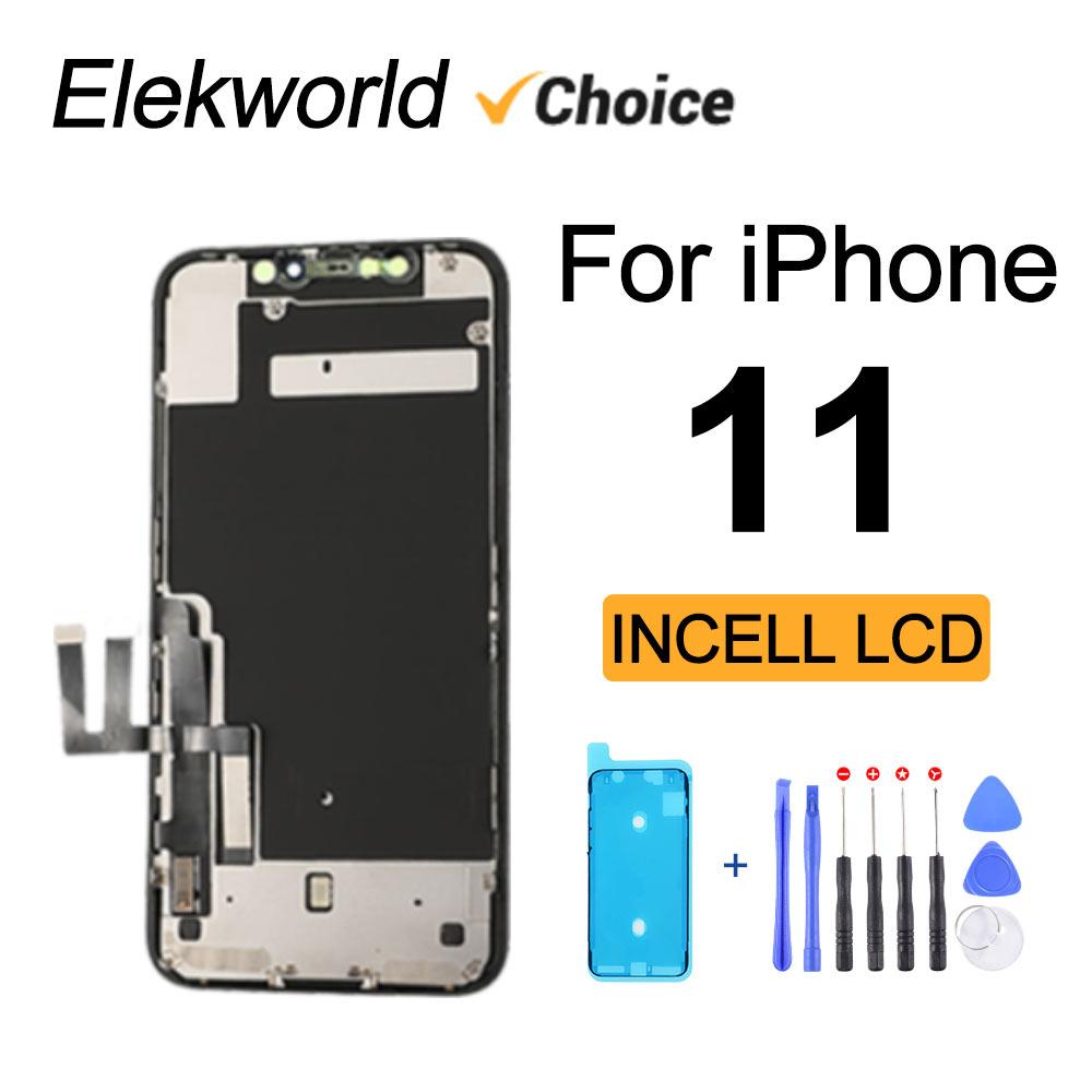 

Elekworld лучший выбор incell LCD для iPhone 11, экран дисплея с 3D сенсорным дигитайзером в сборе, без замены битых пикселей