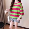 Sommer beiläufige lose T-Shirts Top Mode lustige Streifen Druck Grafik T-Shirt weiblich Harajuku übergroße Frauen T-Shirt koreanische Kleidung Tops Y2k Streetwear