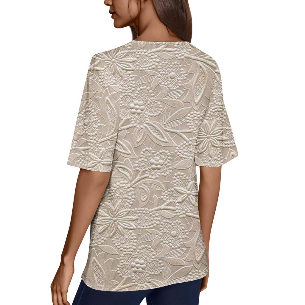 Women's V Neck T Shirts Half Sleeve Tops Printed Casual Summer Tees T Shirt Blouse