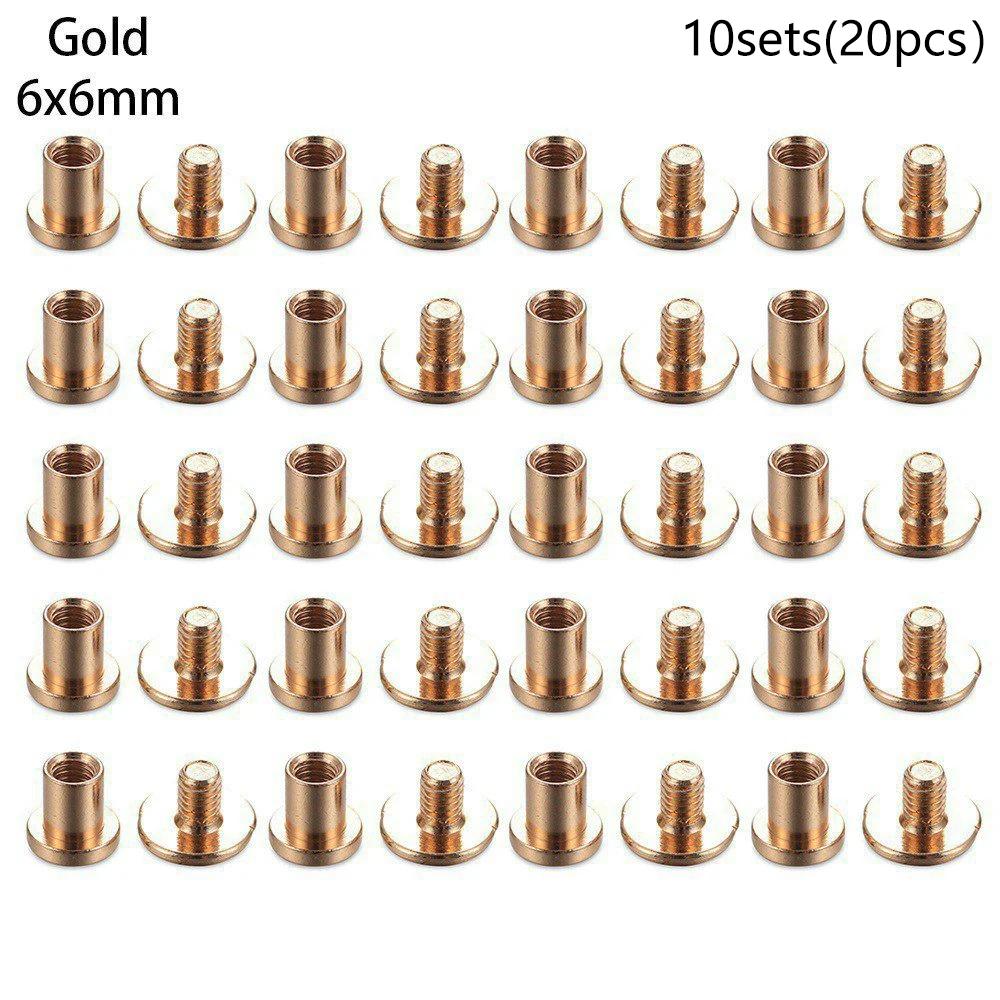 10sets Useful 10mm Solid Screw Nail Rivet Double Flat Head Belt/strap Rivets Luggage Leather Metal Craft High Quality