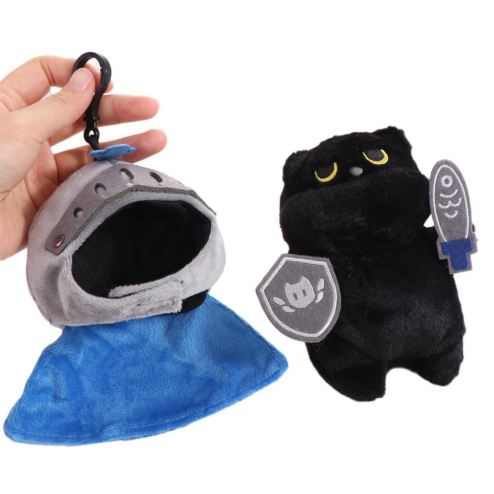 Shield Cat Plush Toy Silly Black Cat Stuffed Toy Decoration Knight Cat Plush Doll  Children