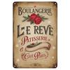 Vintage Le Reve Boulangerie Metal Wall Sign  Iron Crafted  Plane Decorative Plaque with Red RosesRibbons Multipurpose