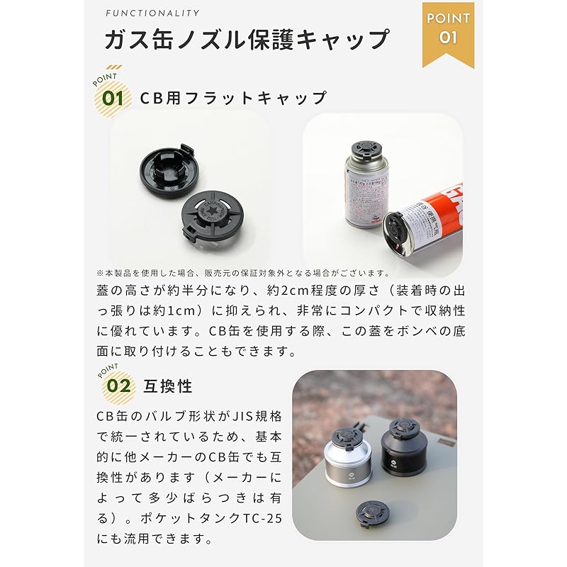 CAMPING MOON Pompe Cap Lid for Portable Cassette Gas Canisters (CB Cans) - Resin, Black G-BK4