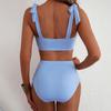 Women Two-piece Halter Vest Swimwear Sexy Striped Ruffle High Waisted Bikinis Set Female Bathing Suit Tie Strap Beachwear