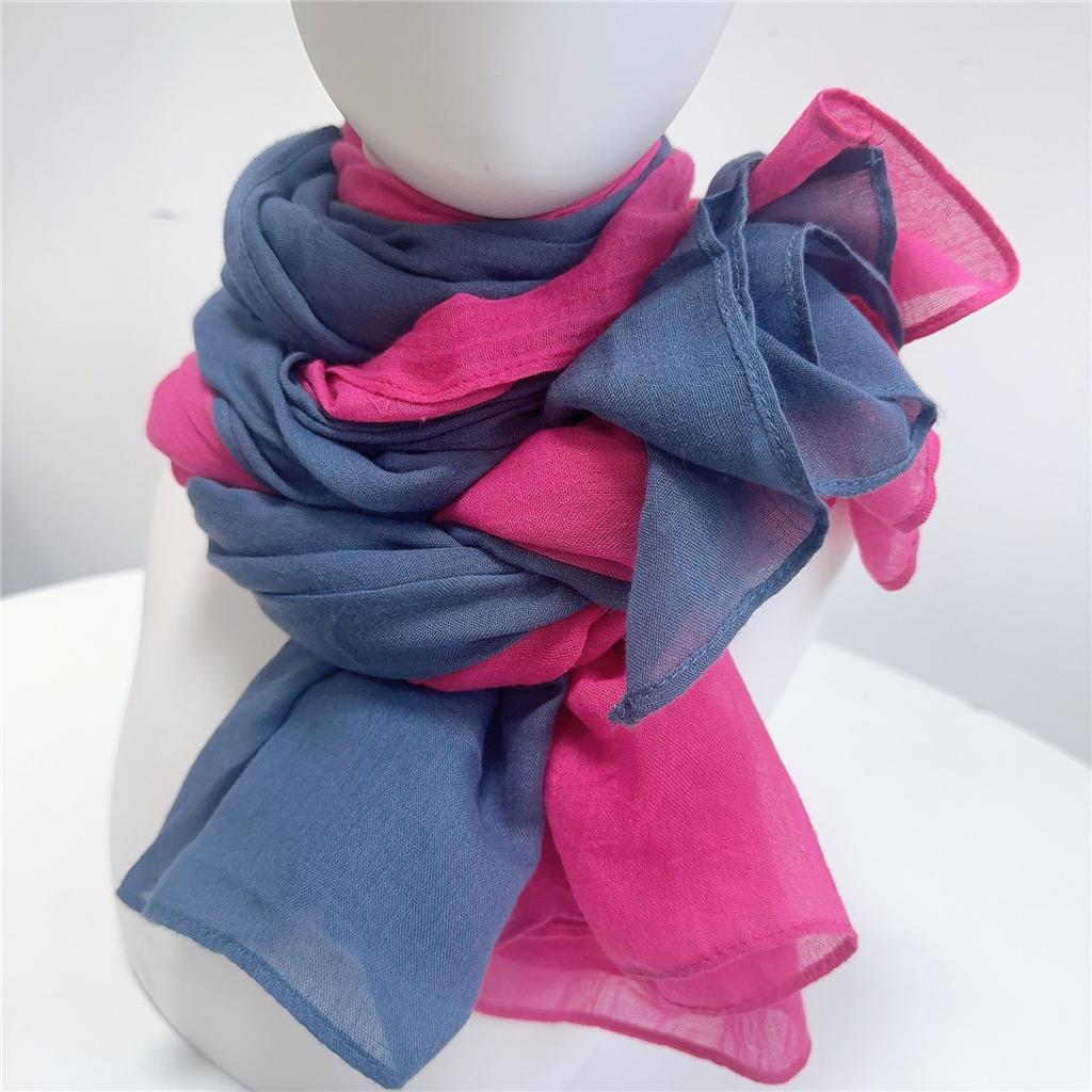 Two-Color Spliced Cotton And Linen Scarf, Very Soft To The Touch, With A Sense Of Drooping, Support