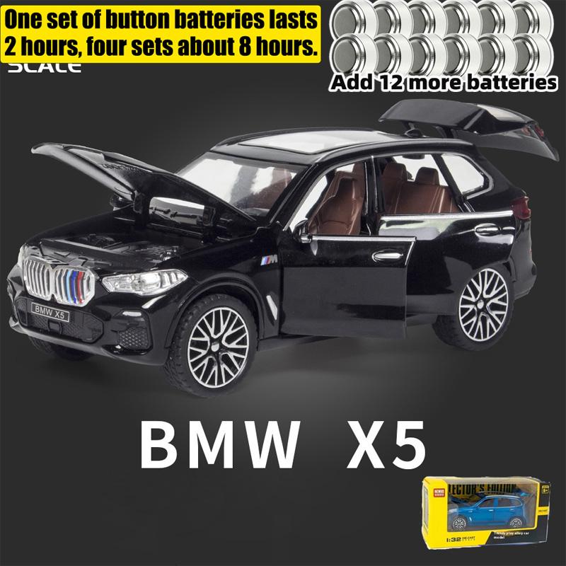 1/32 BMW X5 SUV Alloy Off Road Diecast Model Simulation Sound Light Toy Trendy Decorative Ornament Birthday Present for Friends