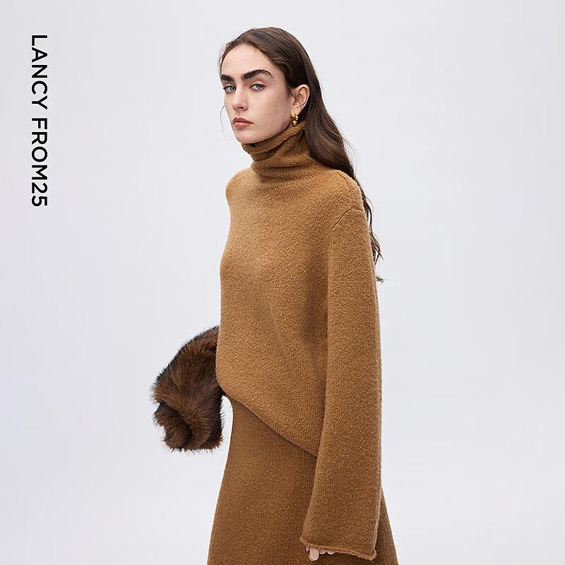 LANCY Women's Wool Blend Turtleneck Sweater