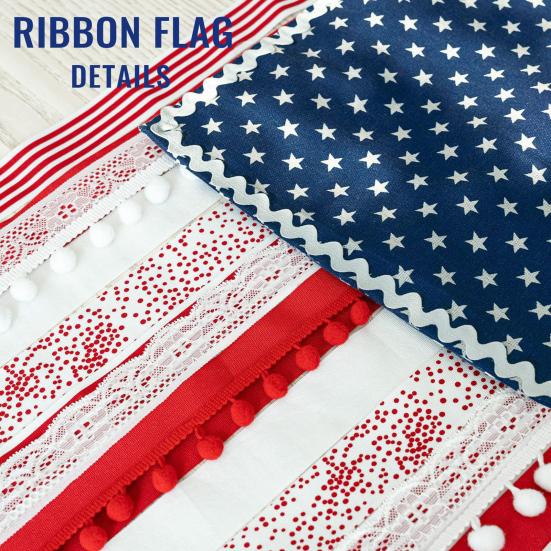 4th of July Rag American Flag Banner Patriotic Memorial Day Hanging Decoration for Independence Day Indoor Outdoor Decor