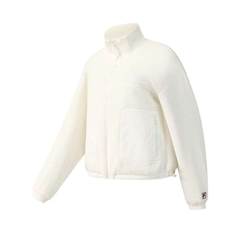 

Fila Tennis Fashion Simple Casual Warm Comfortable Soft Loose Versatile Fleece Jacket Women Jacket White A11W543504FWT S