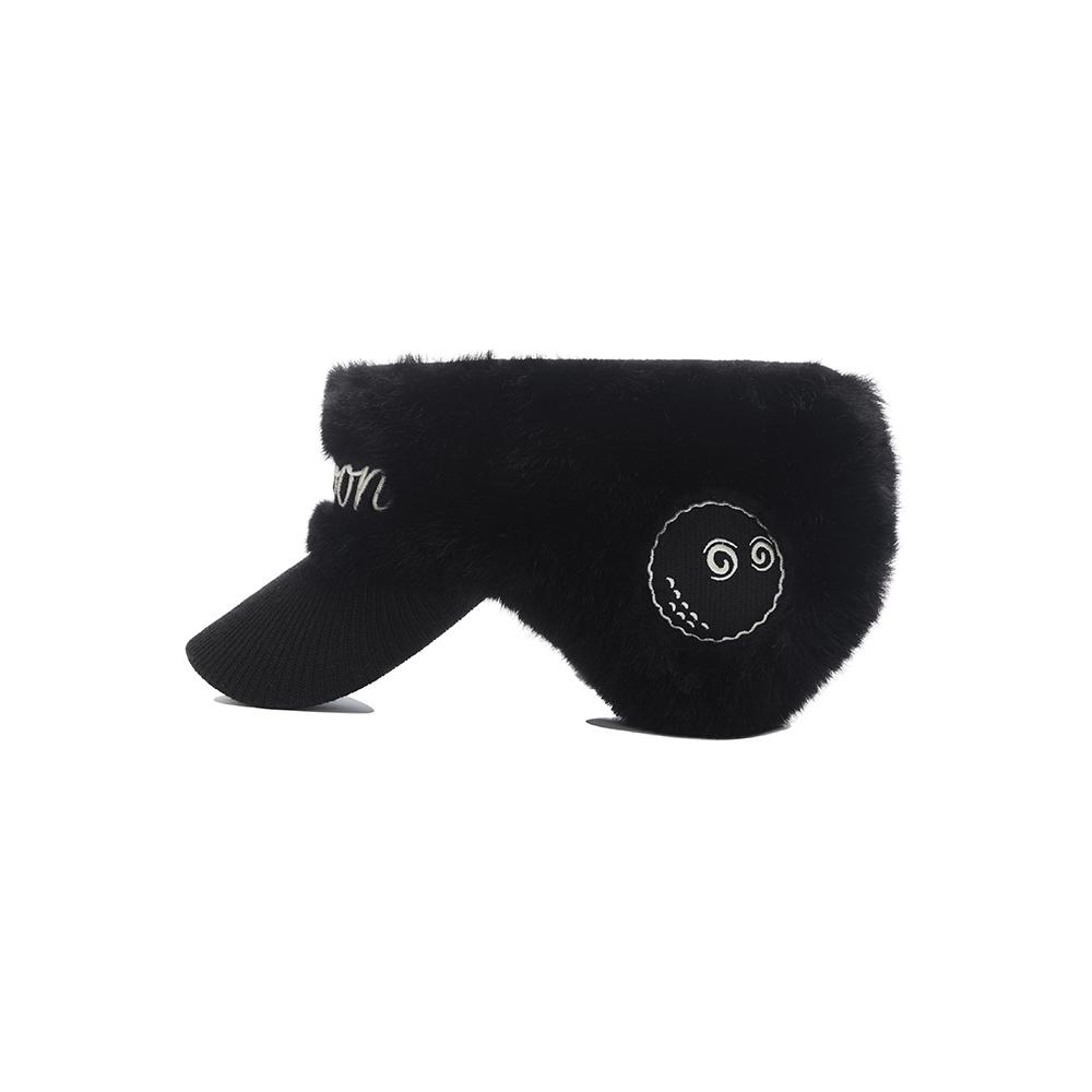 MALBON GOLF Knit Fur Ear Muff Visor Black (Woman)
