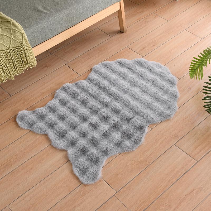 Bubble Fleece Faux Rabbit Fur Carpet - Full Coverage Tatami Floor Mat for Home, Bedroom, Living Room, or Bedside