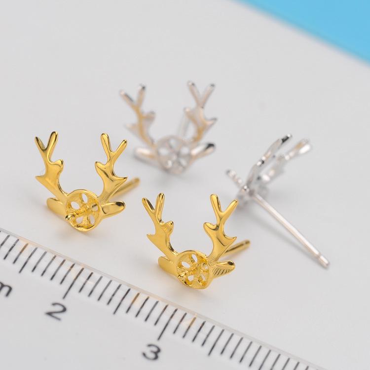 

Корейская мода S925 стерлинговое серебро пресноводный жемчуг серьги-гвоздики с рогами, простой рождественский подарок для женщин S925 Silver