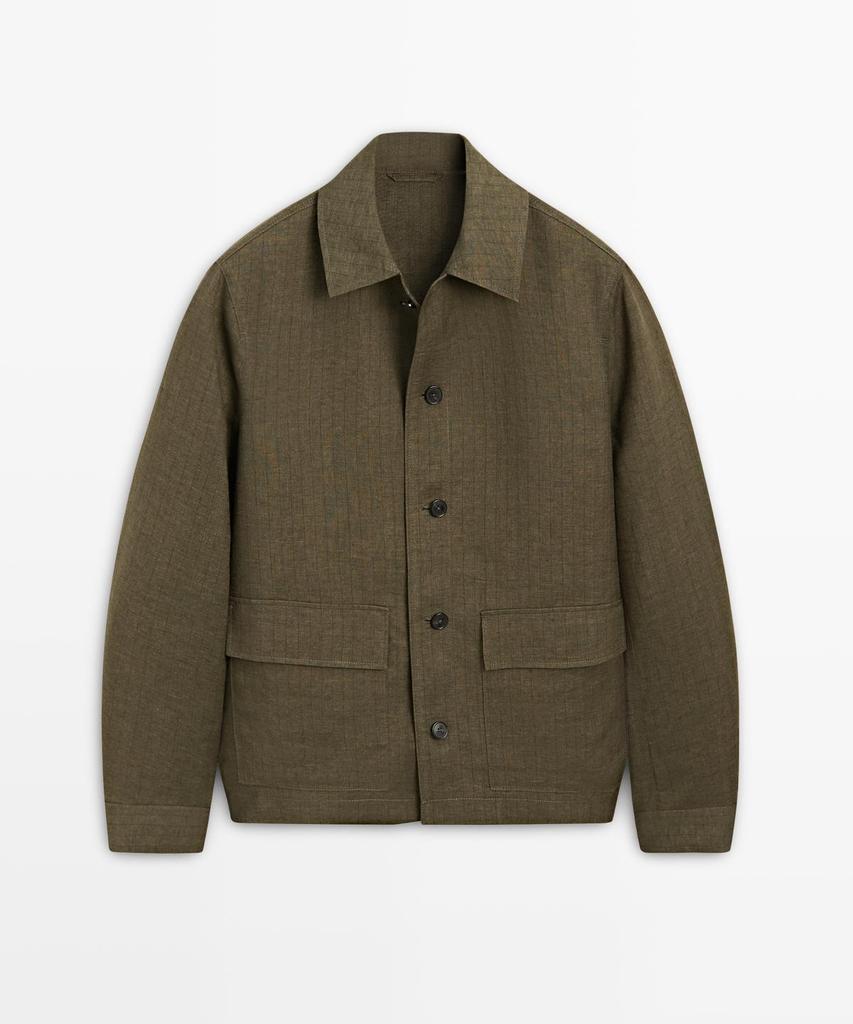 Massimo Dutti 100% Linen Pocket Overshirt