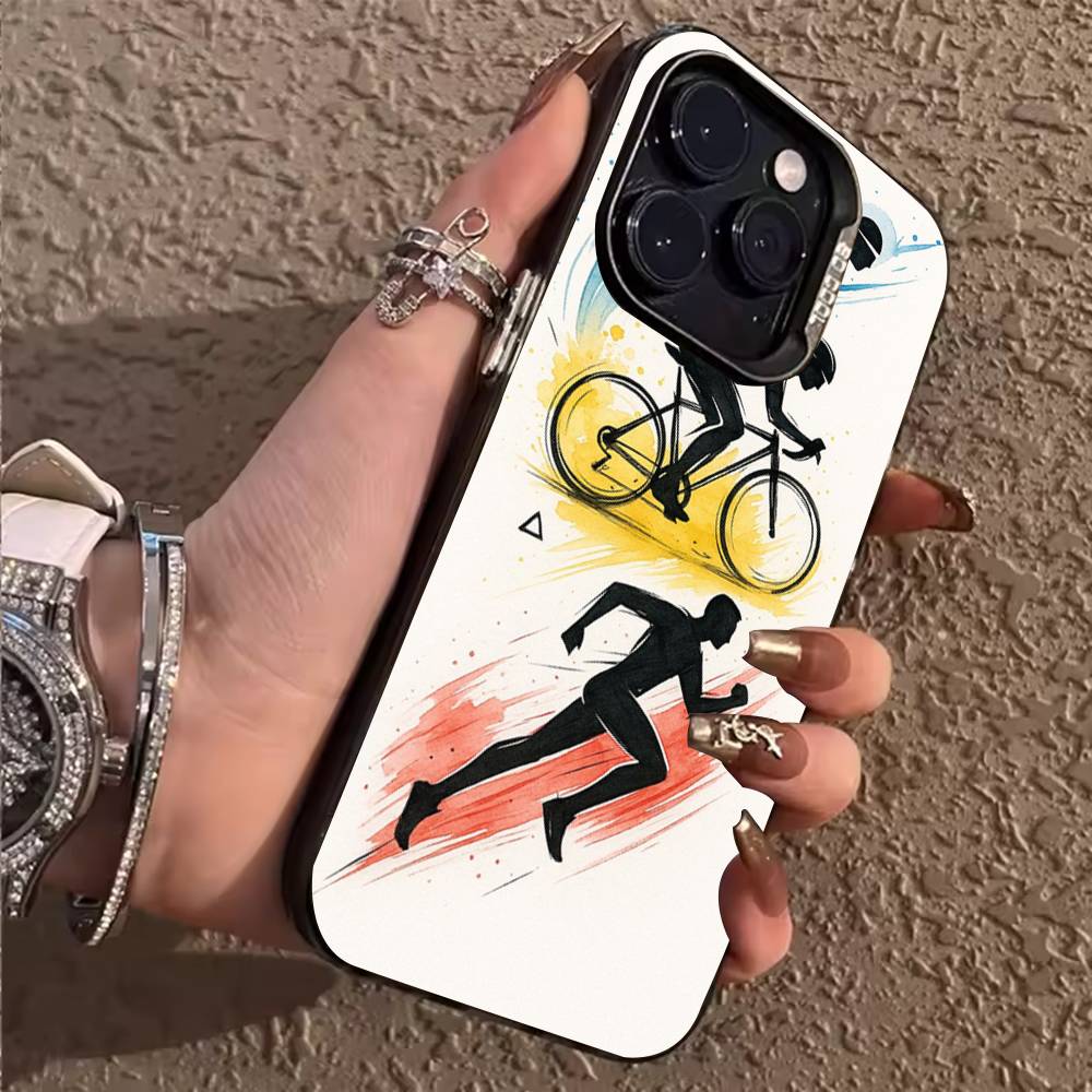 

Triathlon Swim Bike Run Phone Case for iPhone 17,16,15,14,13,12,11,Pro,X,Xs,Max,Plus Shockproof Cover iPhone16