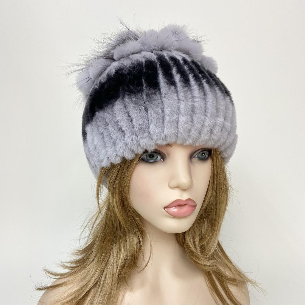 Pălării din blană de iepure pentru femei Căciulă de iarnă tricotată din blană de iepure adevărată