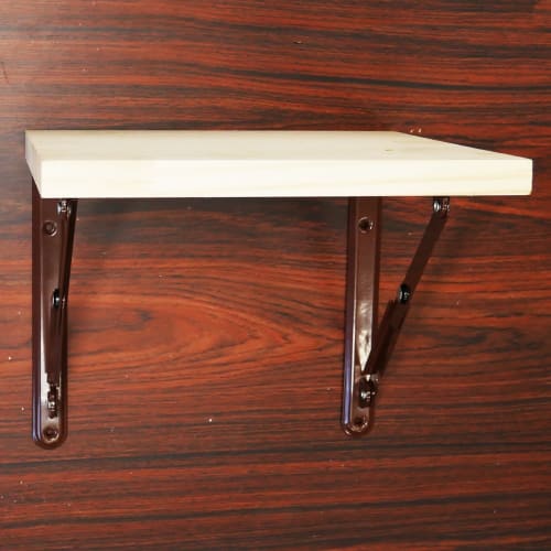 Tanabe Metal Industries Folding Shelf Brackets, 400mm, Brown, Set of 2