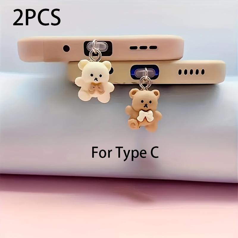 2/1 PCS INS Cartoon Bear Dust Plug Pendant Universal Decorative Accessory For Android iPhone And Headphone Charging Ports
