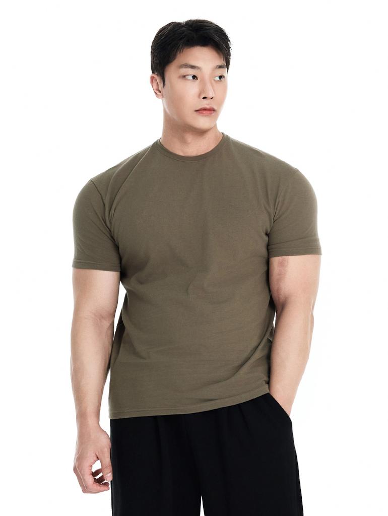 BYSEC Double Cotton Plain Muscle Fit Short Sleeve T-Shirt_7 Colors