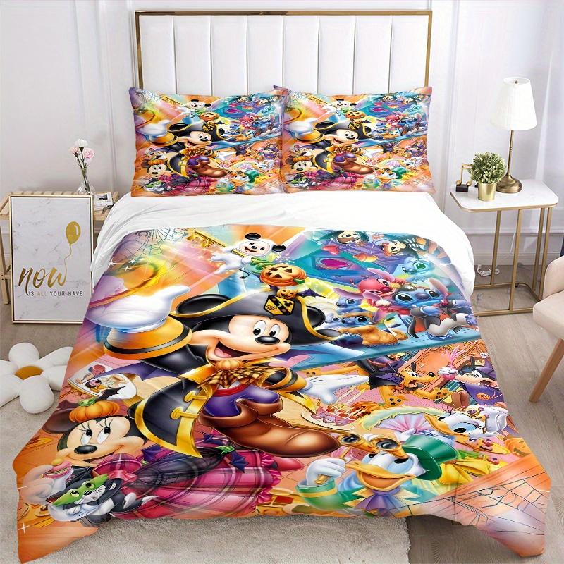 3pcs Mickey and Minnie Halloween Night Theme Bedding Set, Including 1 Quilt Cover and 2 Pillow Shams