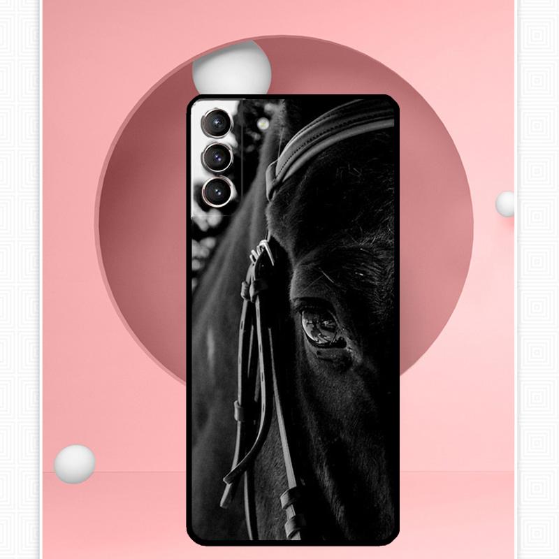 Schwarz Weiß Pferd Hülle Für Samsung Galaxy S23 S24 Ultra S8 S9 S10 S22 Plus Note 10 20 Ultra S20 S21 FE Hülle