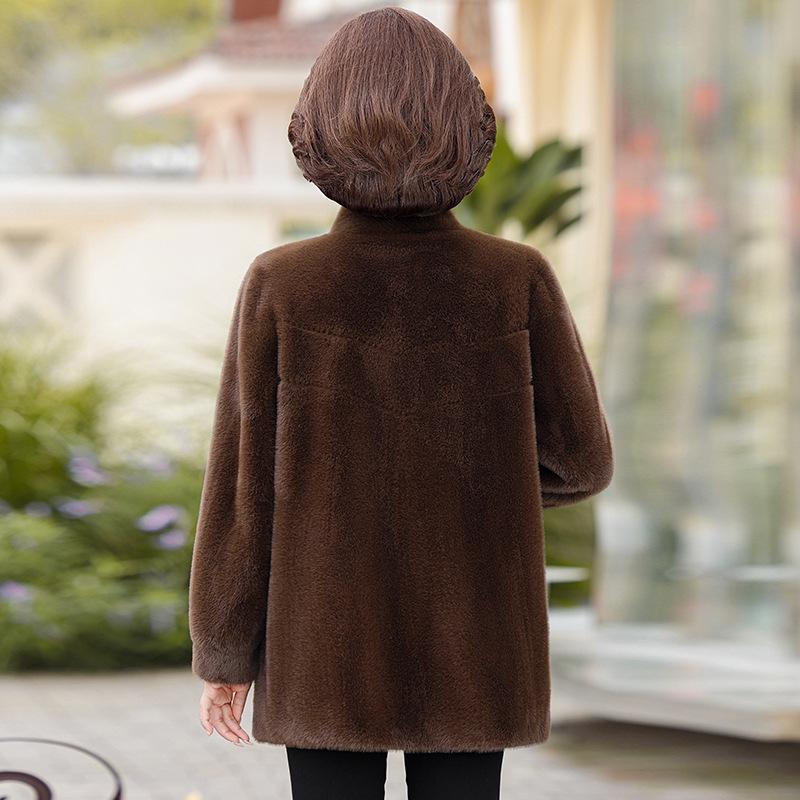 Mom's Eco-Friendly Winter Velvet Faux Mink Coat - Modern Short Style for Middle-Aged and Elderly Women 2026