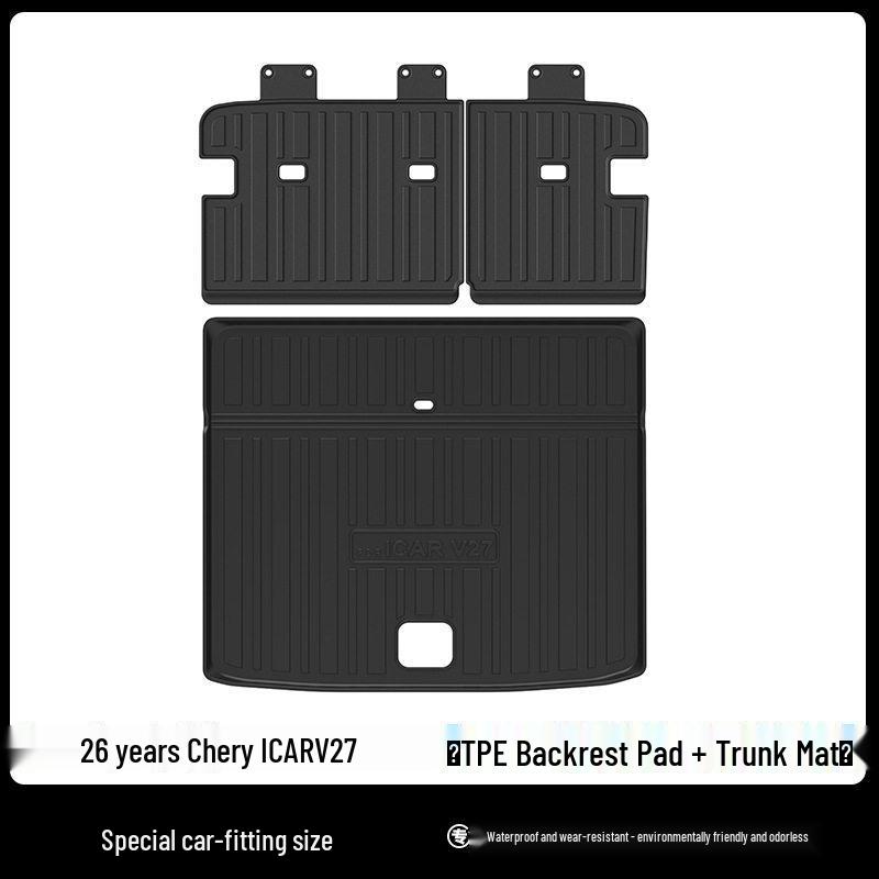 3D All-Weather TPE Floor and Trunk Mats for 2026 Chery iCAUR ICAR V27 with Carbon Fiber Texture Backrest