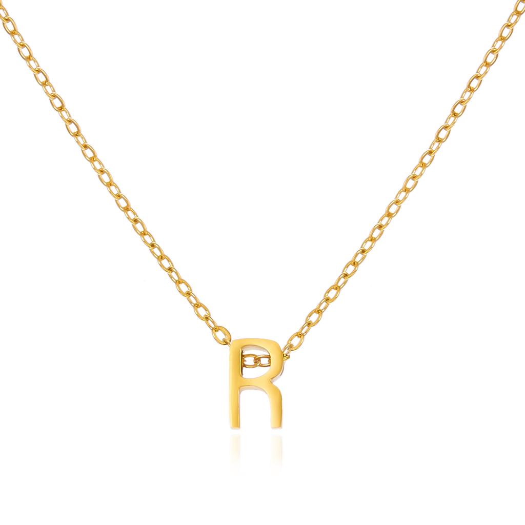 Simple Stainless Steel A-Z Initial Letter Necklaces for Women 26 Alphabet Pendant Clavicle Chain Choker Birthday Party Jewelry