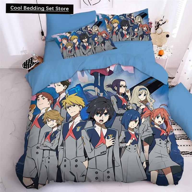 Darling In The Frank XX Bettwäsche-Sets, japanische Anime-Spielfigur, 3D-Druck, Bettbezug-Sets, Twin Queen King Single Size Bettwäsche