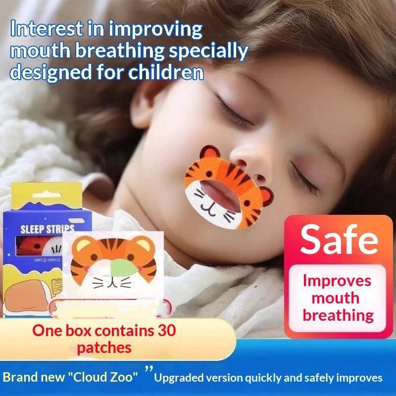 Cartoon Closed Mouth Sleep Stickers 30 Sheets Non-Toxic Anti-Snoring Patches for Children Home Use