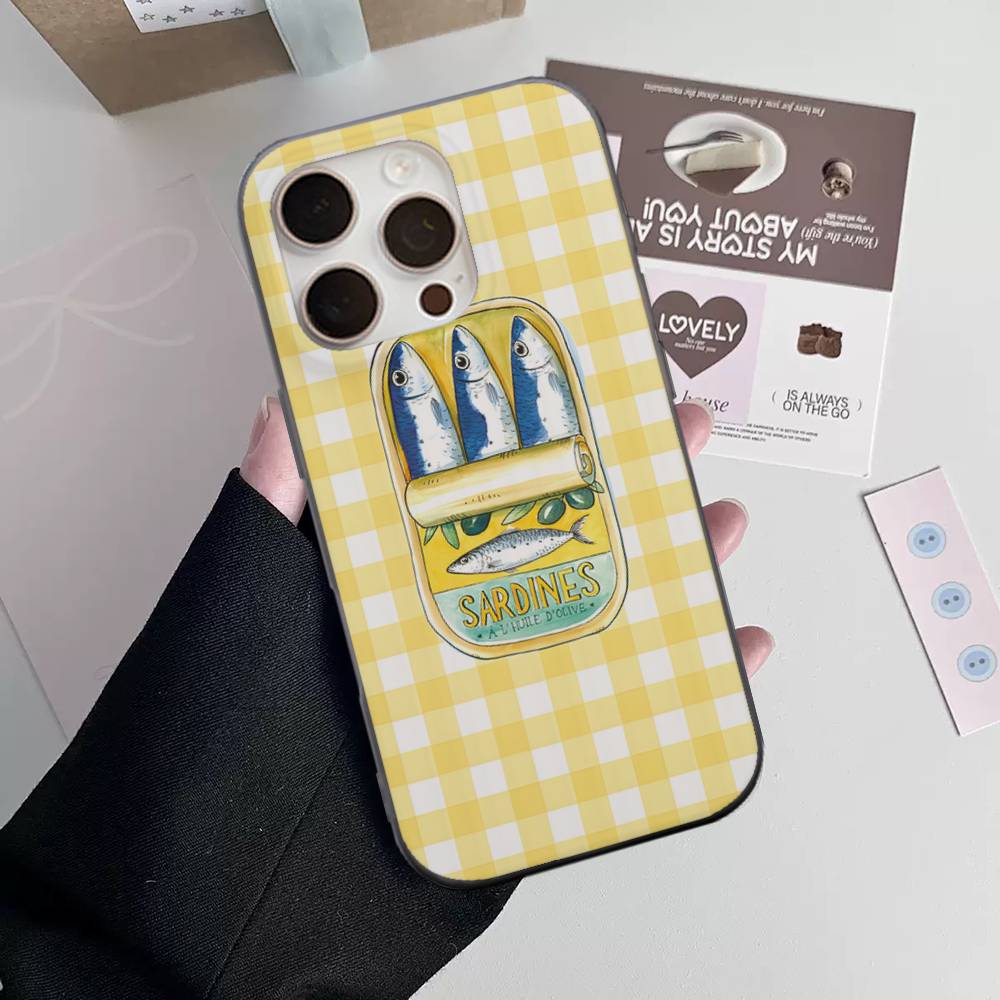 Sardines Soft Corrugated Transparent Phone Case For IPhone 17 15 16 11 12 13 14 Pro Max Plus Pro
