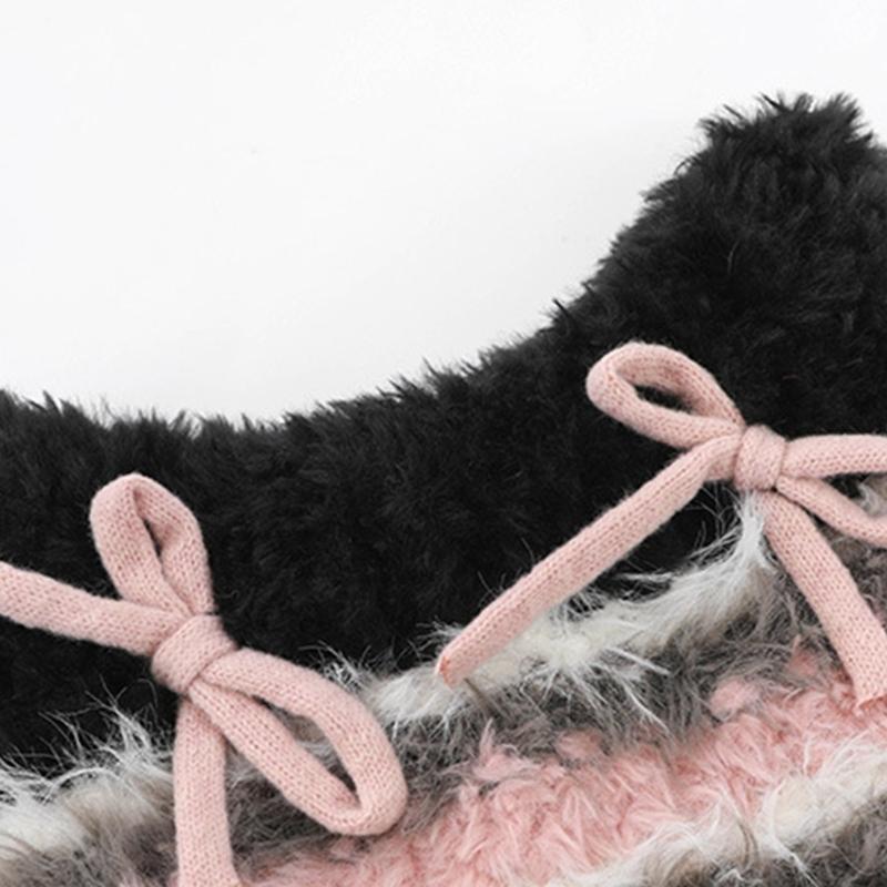 Couvre-tête de dessin animé poilu avec oreille pour sports de plein air Chapeau rayé avec oreille Couvre-chef surdimensionné Chapeau pour l'hiver