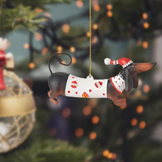 

Подвеска в виде рождественской елки со шнурком креативной формы, яркие цвета, 3D подвеска в виде таксы, собаки, товары для вечеринок