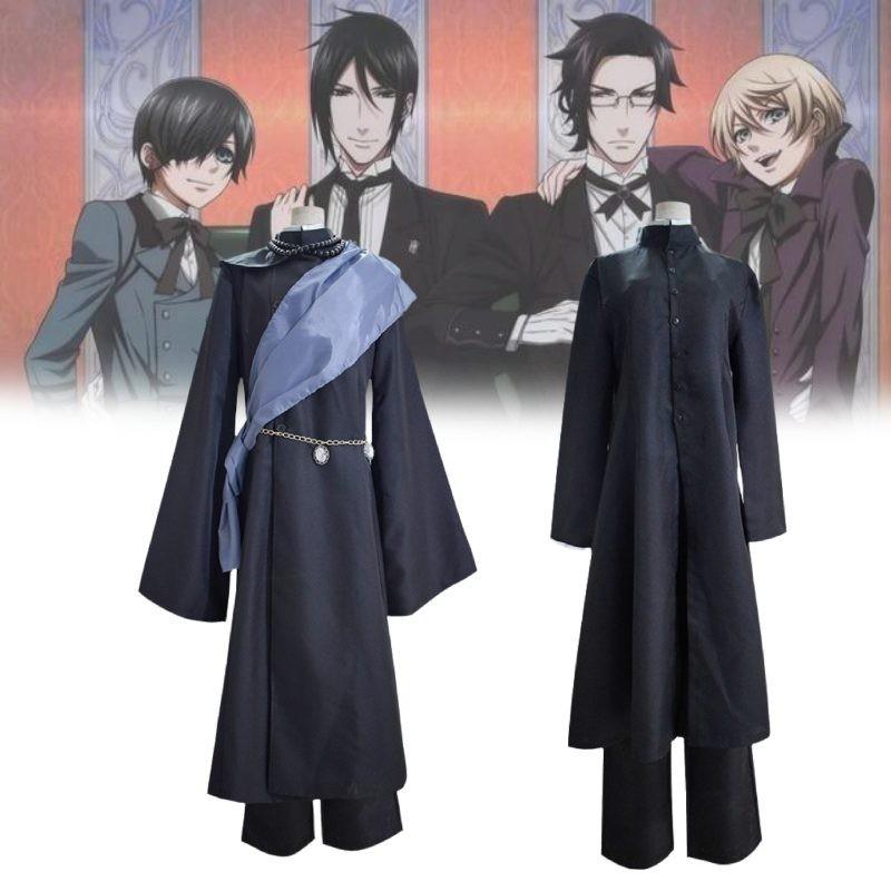 Black Butler Sebastian Cosplay Costume Full Set Funeral Dress With Hat Anime Source