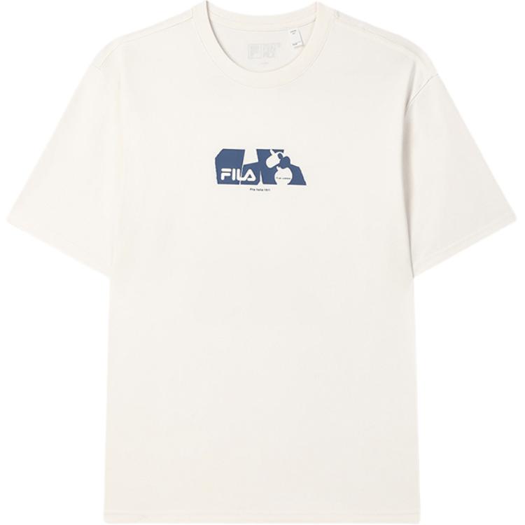 Fila Original SS25 Fashion Simple Casual Loose Round Neck Short Sleeve T-Shirt Men T-Shirt Steam-White F51M529111F-IV