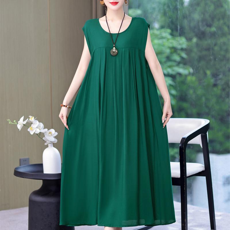 Rochie Vintage Vara Marime Plus Femeie Oversize Largi Fara Maneci Casual Elegant Rochii Lungi