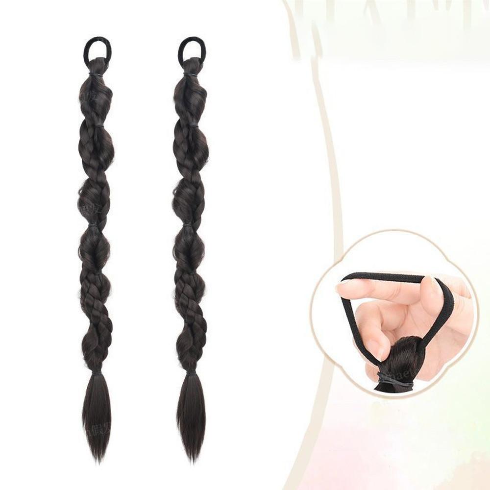 

70cm Chinese Style Synthetic Braided Ponytail Wig Women Long Double Twisted Boxing Braids Hair Extension
