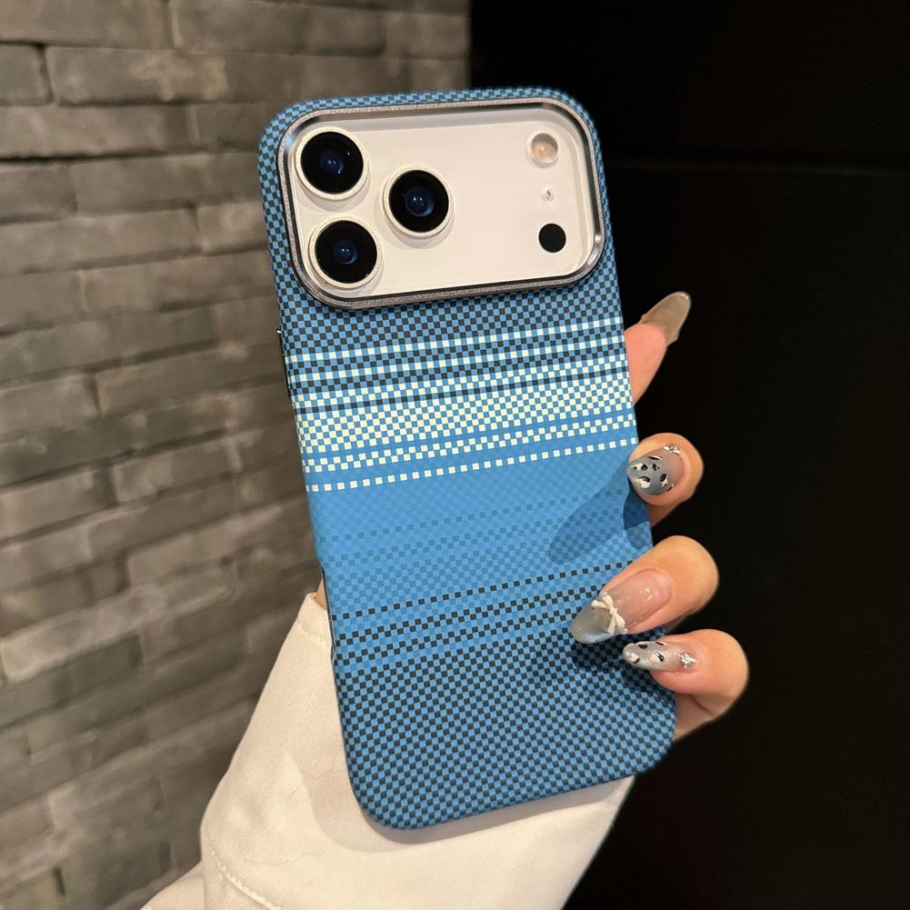 

Plaid Pattern Kevlar carbon fiber magnetic case For iPhone 17 Pro Max 17 Air 17 pro 16 Pro 15 + 14 13 12 11 Slim Protect Cover iPhone Air