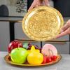 Circle-Carved Design Metal Cake Tray With Exquisite Plate Engraving Flower Golden Food Fruit Tray For Party Wedding Decoration