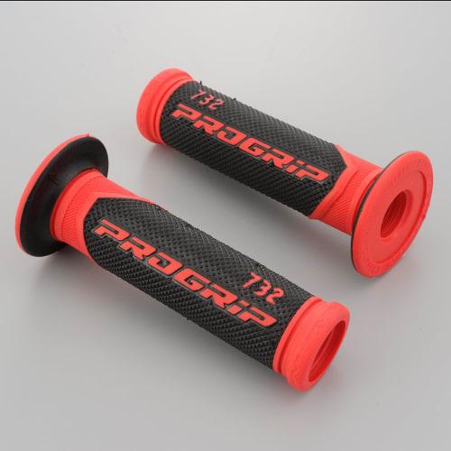 Daytona PROGRIP Motorcycle Grip for Handlebar Diameter 22.2 125mm Anti-vibration Gel End Penetration 732 Type Black/Red 98095