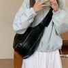 Capacity black, bag women's oblique premium soft leather new shoulder casual dumplings tote retro bag large capacity