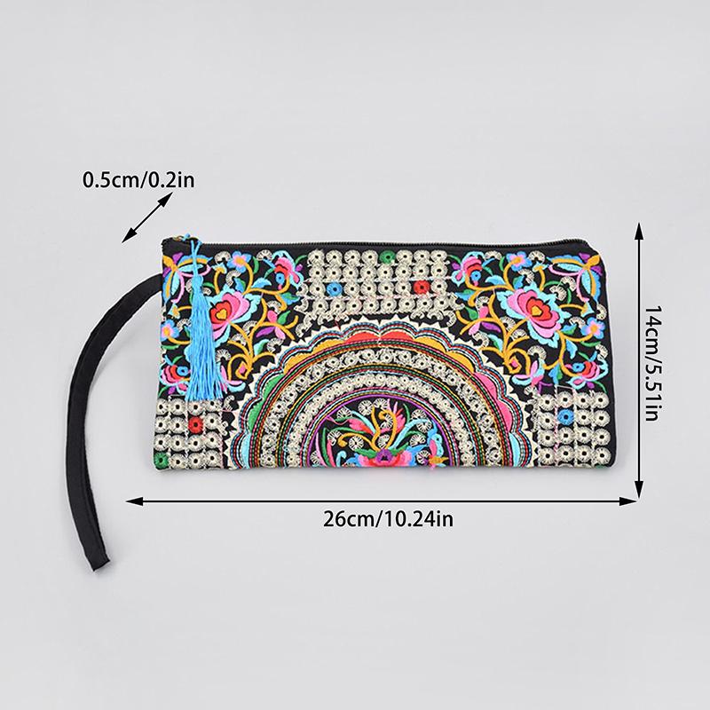 Vintage Ethnic Style Embroidered Clutch Bag Retro Wallet Clutch Bag Female Handbag Dinner Carrying Bags Phone Bags