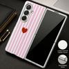 Stripe Heart Pattern Case For Samsung Z Fold 8 Ultra 7 6 5 Hybrid 3in1 Leather Skin Plating Folding Phone Cover For Galaxy Z Fold8 Fold7 Fold6