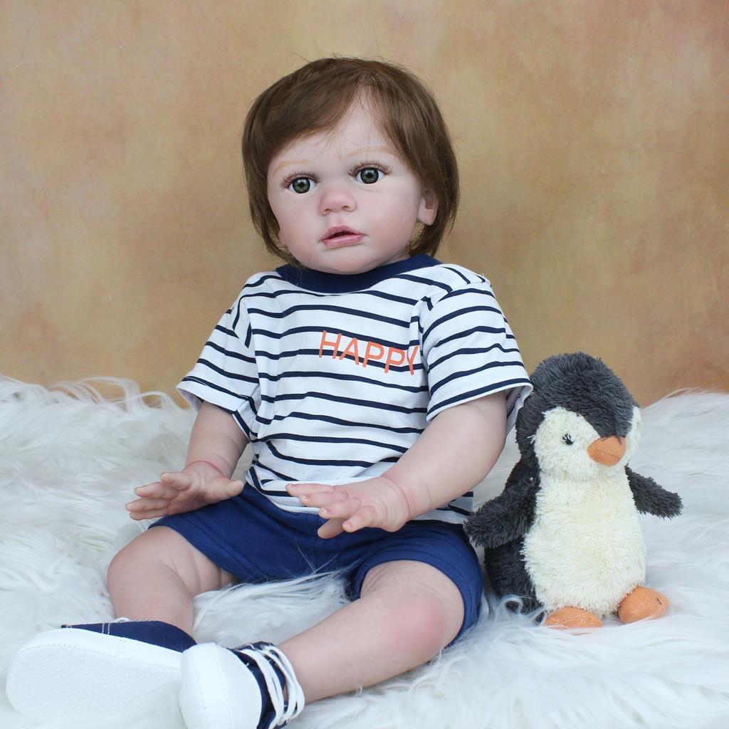 BZDOLL 60 CM 3D-Paint Skin Soft Silikon Reborn panenka pro chlapečka pro dívku jako skutečná 24palcová hračka pro batolata Oblékat Alive Bebe Lifelike