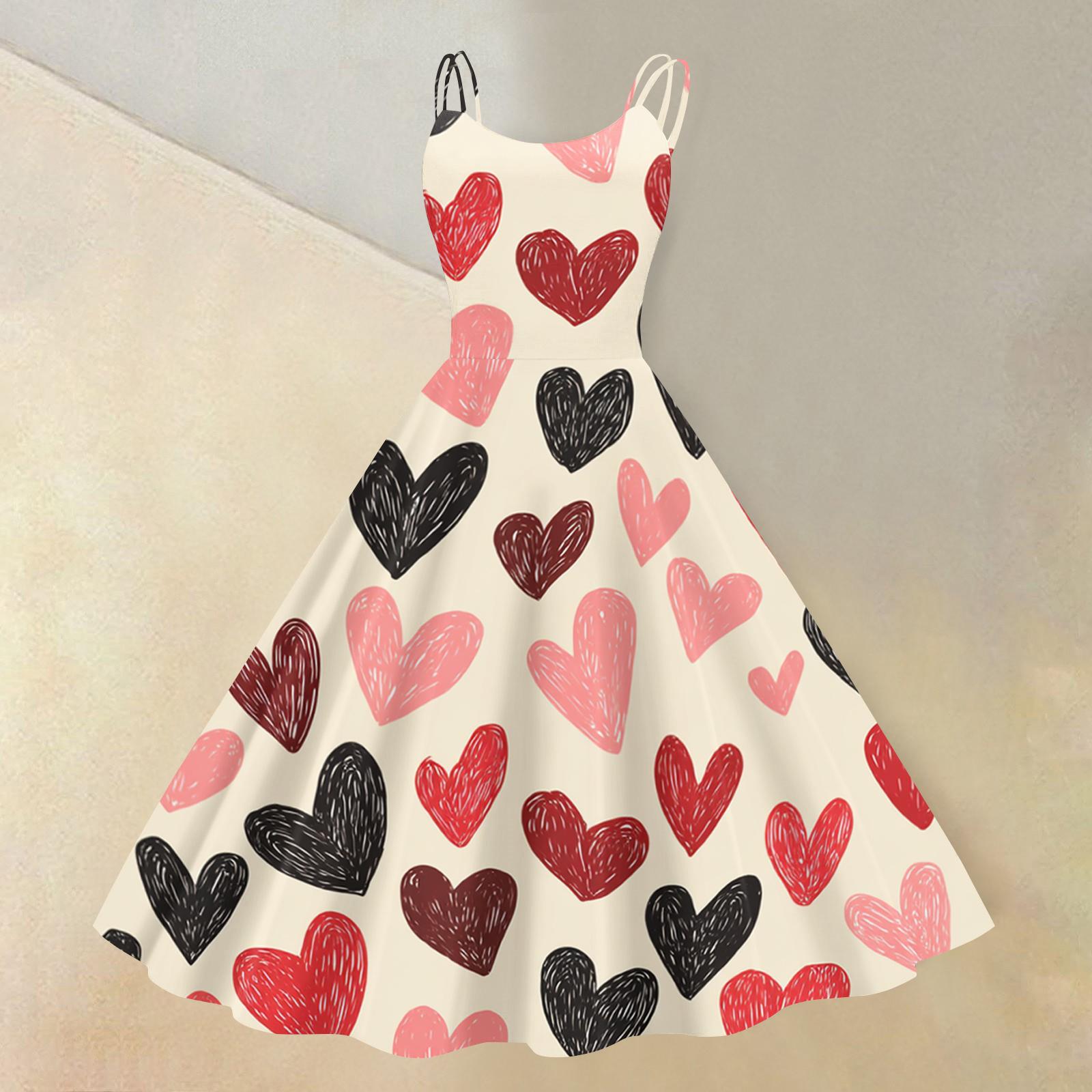 Women s Valentine s Day Floral Print Sexy Off-Shoulder Punk Retro Dress L
